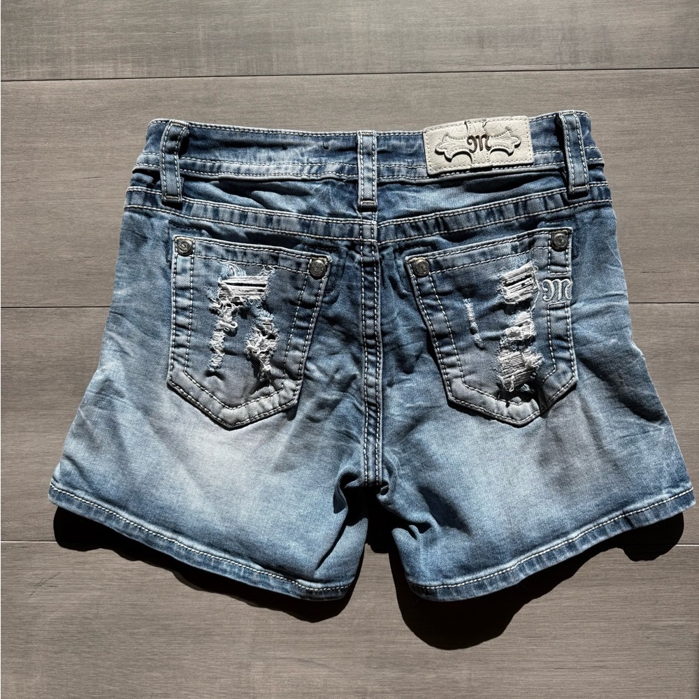 Miss Me Blue Distressed Jean Shorts